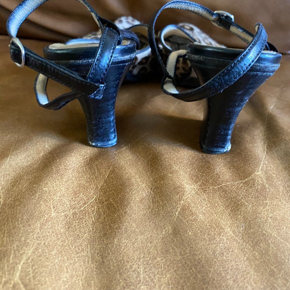 VIBRAM Leather Leopard Print Fur Shoes Size 7 - Picture 5 of 5